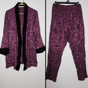 Vintage Victoria's Secret Collection 2pc Robe and Pants Set, Velvet purple, M